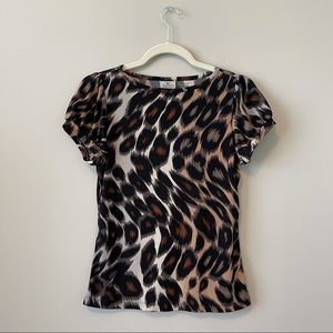Worthington Cheetah Print Petite Stretchy Shirt PS